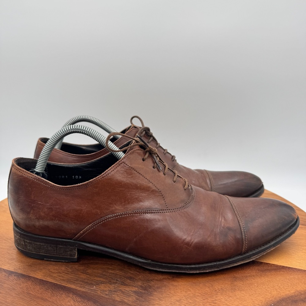 To Boot New York Adam Derrick Oxfords Mens 10.5 Brown Leather Cap Toe Casual